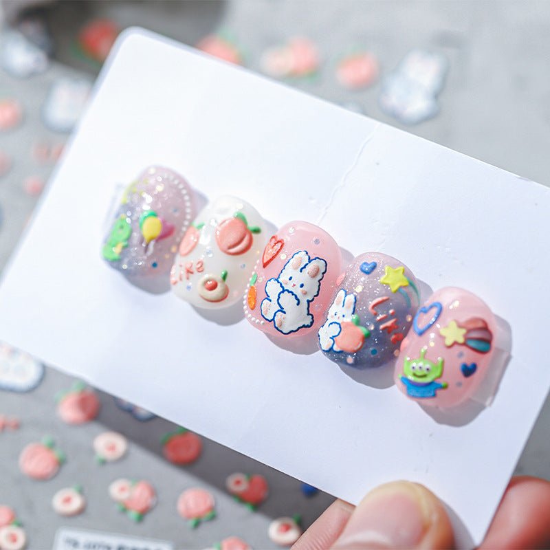 Bunny and Peach Nail Stickers