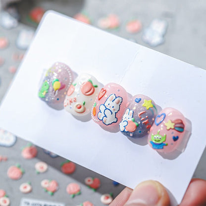 Bunny and Peach Nail Stickers