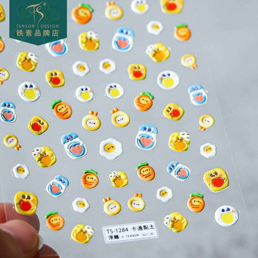 3D Carrot nail decals