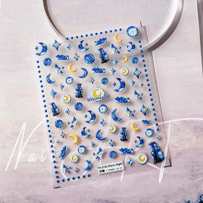Celestial Moon and Stars nail Art Decals