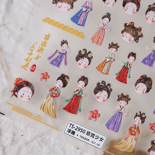 Chinese Tradition Girls Nail Art Stickers (391) - TensorNailArt