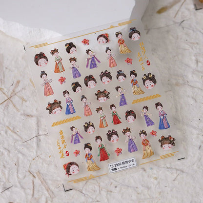 Chinese Tradition Girls Nail Art Stickers (391) - TensorNailArt