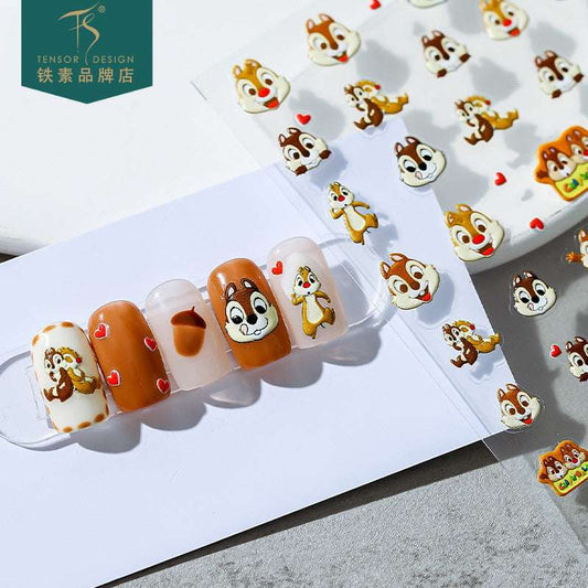 5D Nail Art Stickers, Cute Squirrel Nail Decals, Chipmunk Nail Stickers (6)