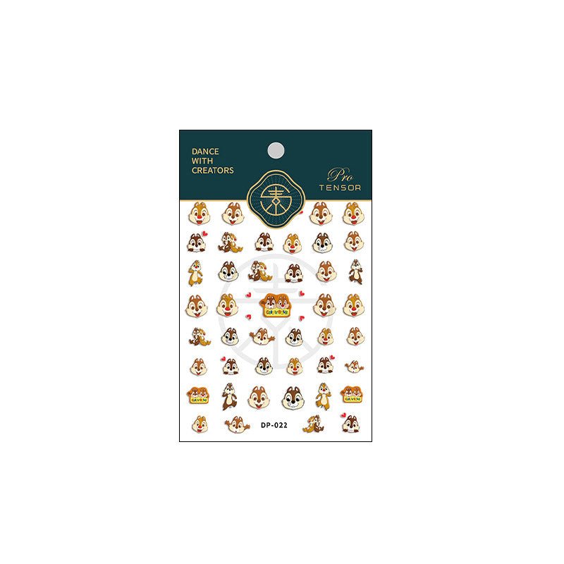 5D Nail Art Stickers, Cute Squirrel Nail Decals, Chipmunk Nail Stickers (6) - TensorNailArt
