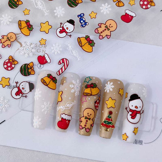 Christmas Gingerbread Men Nail Stickers, Holiday Design Nail Art Stickers (396) - TensorNailArt