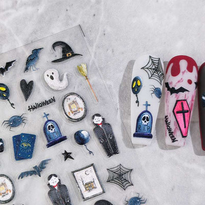 Coffin and tombstone nail art
