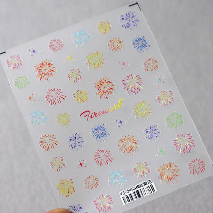 Colorful Fireworks Nail Art Sticker (410) - TensorNailArt
