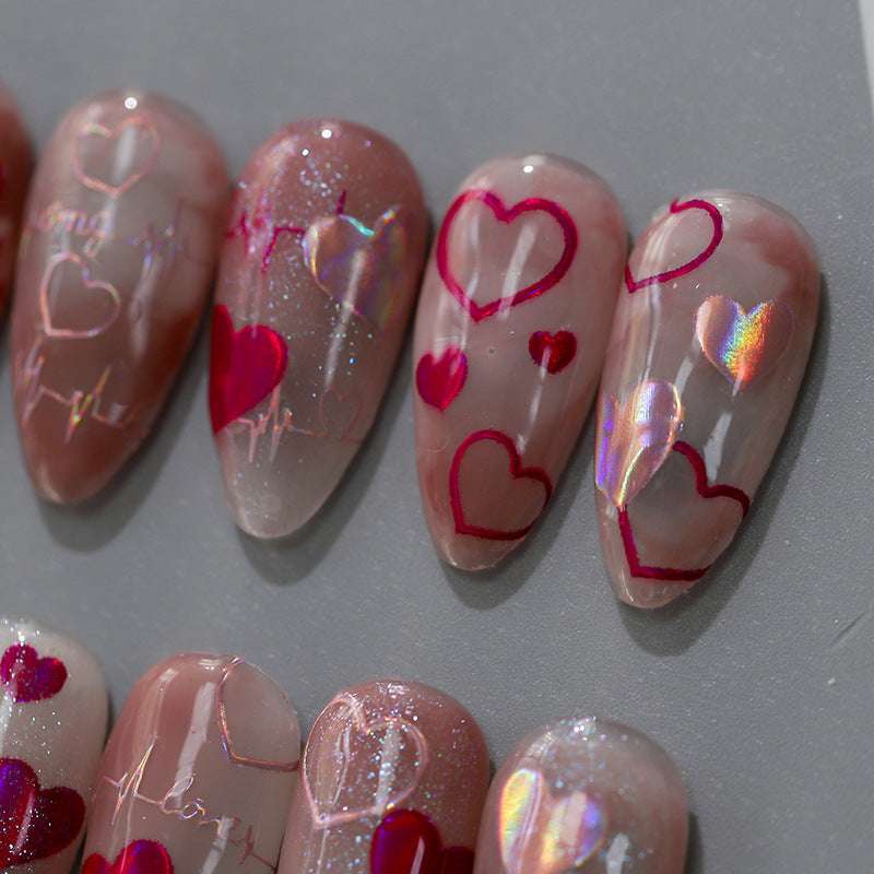 Colorful heart manicure