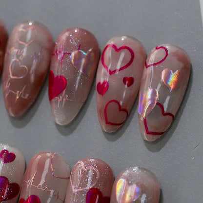 Colorful heart manicure