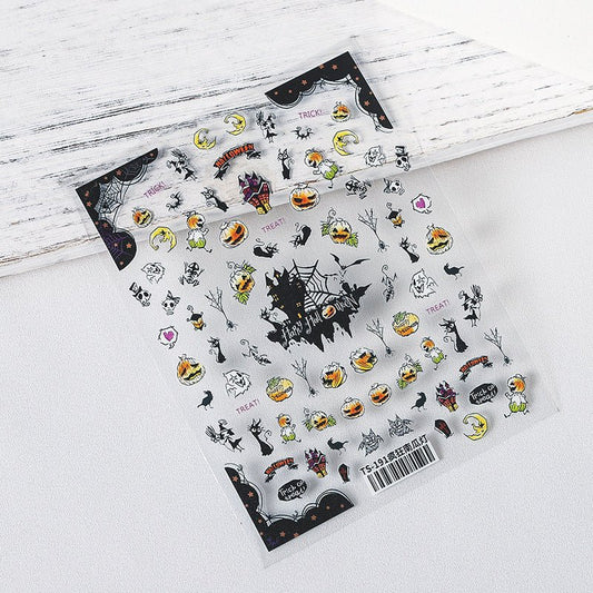 Crazy Halloween Pumpkin Nail Art Stickers (369) - TensorNailArt
