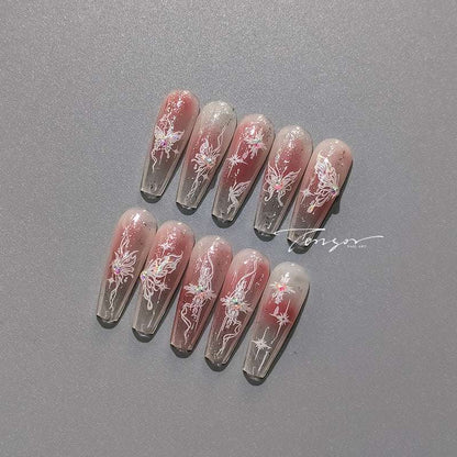 Crystal Effect Butterfly Nails