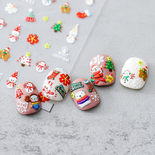 Cute Cartoon Christmas Nail Art Stickers (372) - TensorNailArt