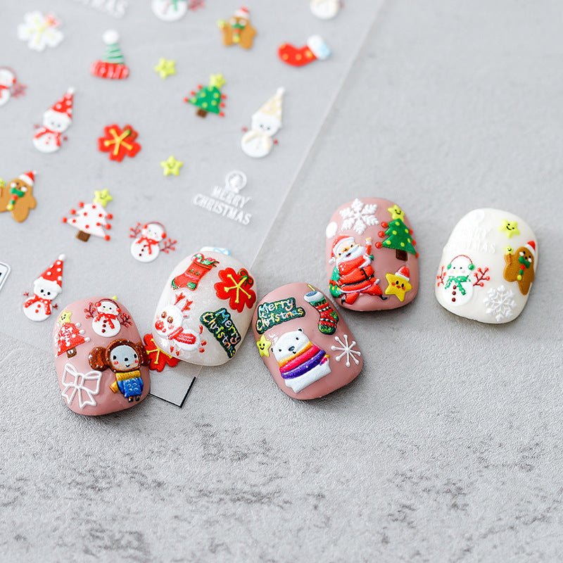 Cute Cartoon Christmas Nail Art Stickers (372) - TensorNailArt