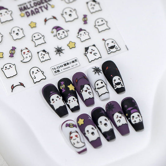 Cute Halloween Ghost Nail Art Stickers (359) - TensorNailArt