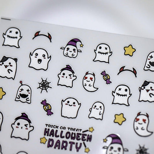 Cute Halloween Ghost Nail Art Stickers (359) - TensorNailArt