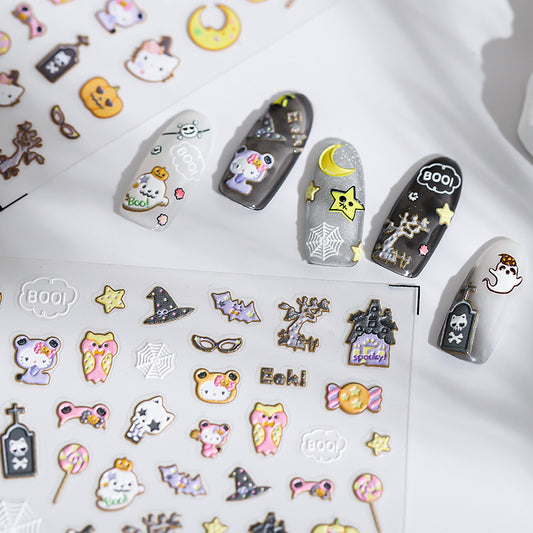 Cute Halloween Nail Art Stickers: Ghost, Spider Web