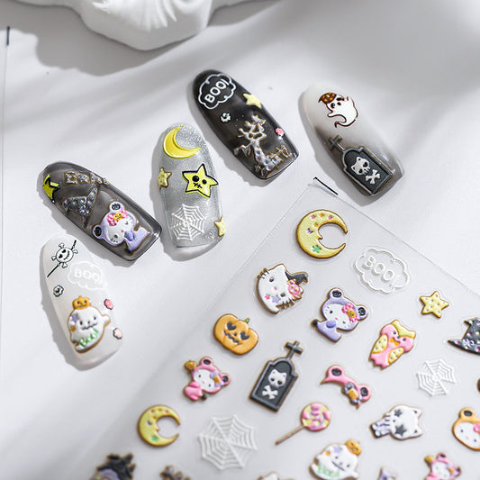 Cute Halloween Nail Art Stickers: Ghost, Spider Web(358)