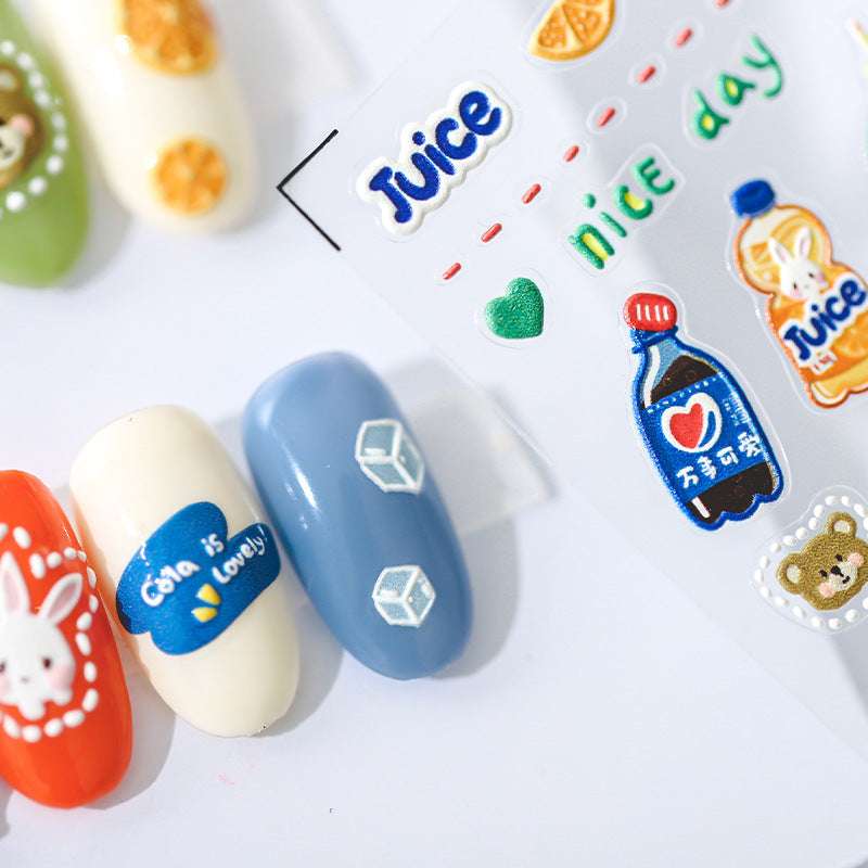 Cute Drink & Fruit Nail Stickers