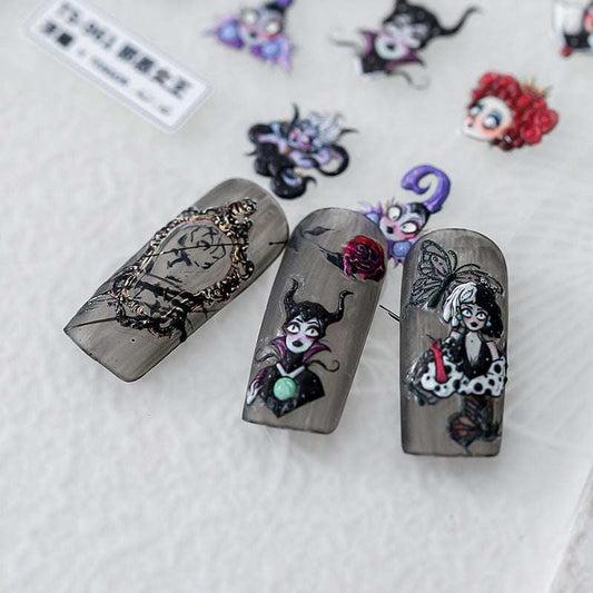 5D Evil Queen Nail Art Stickers, Character Nail Decals, Red Queen Nail (03)