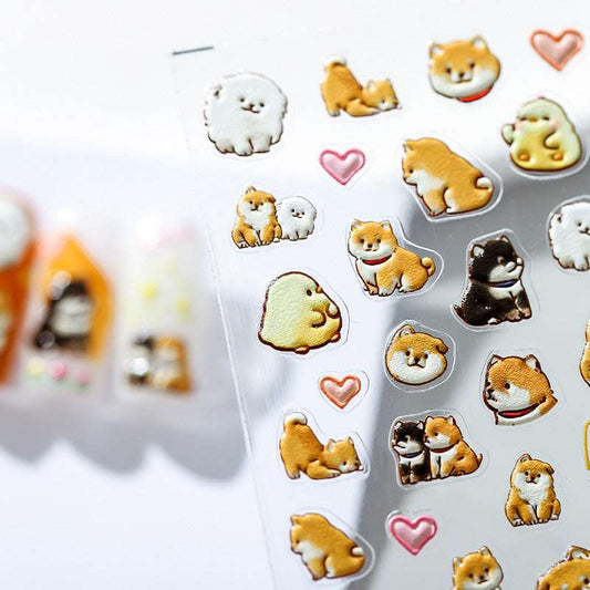 5D Shiba Inu & Bichon Frise Nail Stickers