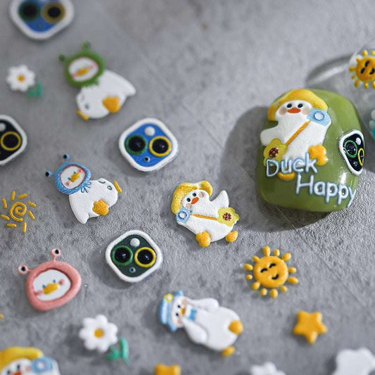 5D Spring Outing Duck Nail Art Stickers, Cartoon Nails Decal (63) - TensorNailArt
