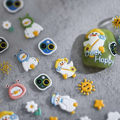5D Spring Outing Duck Nail Art Stickers, Cartoon Nails Decal (63) - TensorNailArt