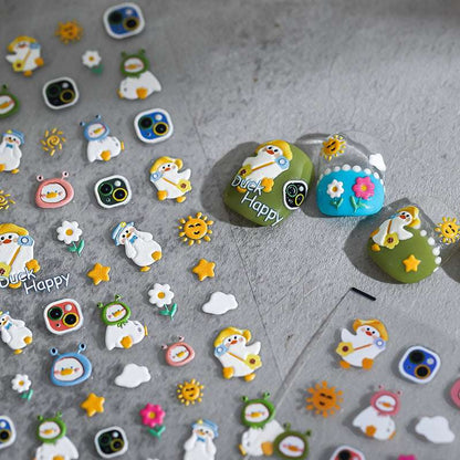 5D Spring Outing Duck Nail Art Stickers, Cartoon Nails Decal (63) - TensorNailArt