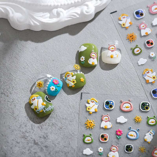 5D Spring Outing Duck Nail Art Stickers, Cartoon Nails Decal (63) - TensorNailArt