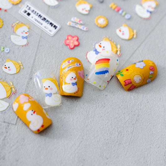 5D Duck Nail Stickers, Summer Nails Decal, Spring Nail Art Stickers (75)