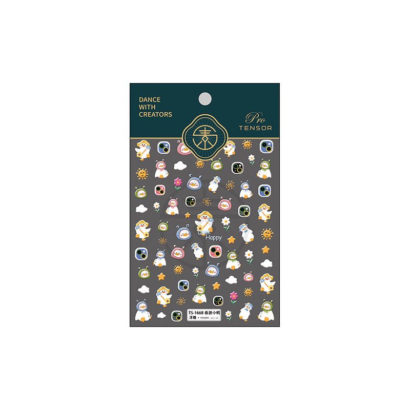 5D Spring Outing Duck Nail Art Stickers, Cartoon Nails Decal (63) - TensorNailArt