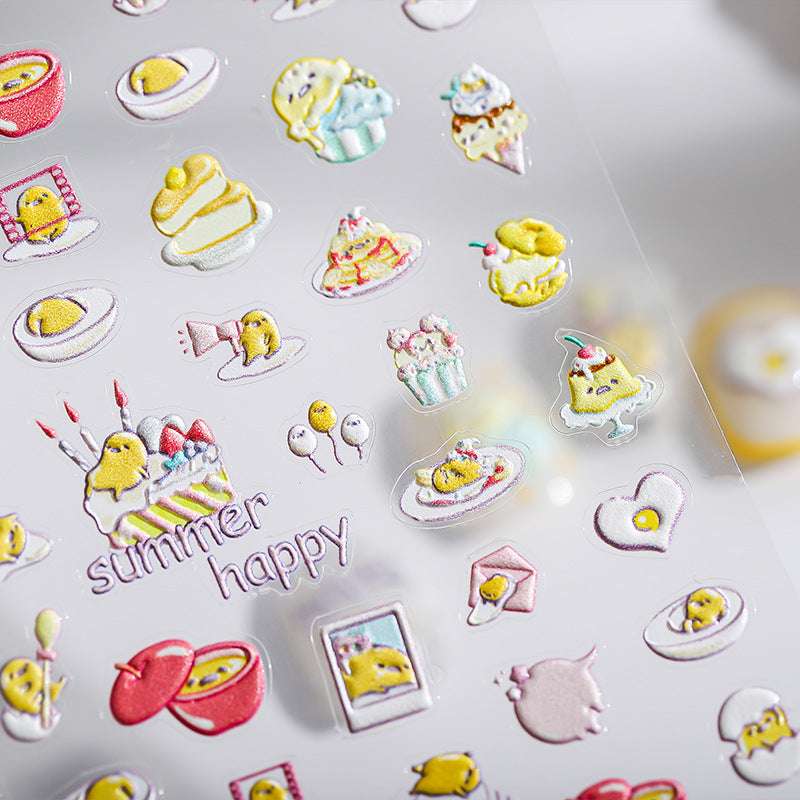 Gudetama Nail Art Stickers, Lazy Egg nail Decal (64) - TensorNailArt