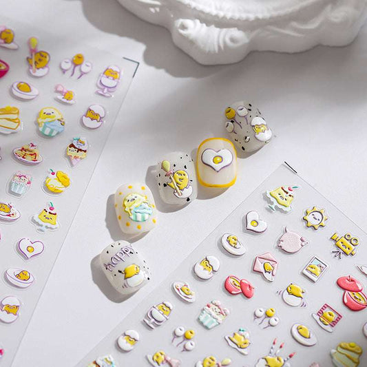 Gudetama Nail Art Stickers, Lazy Egg nail Decal (64) - TensorNailArt