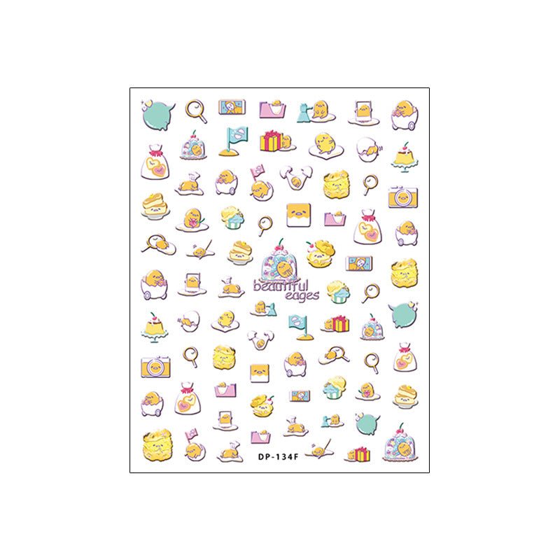 5D Lazy Egg Nail Stickers, Egg nail Decal (46) - TensorNailArt