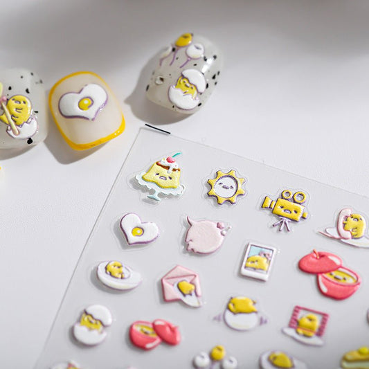 Gudetama Nail Art Stickers, Lazy Egg nail Decal (64) - TensorNailArt