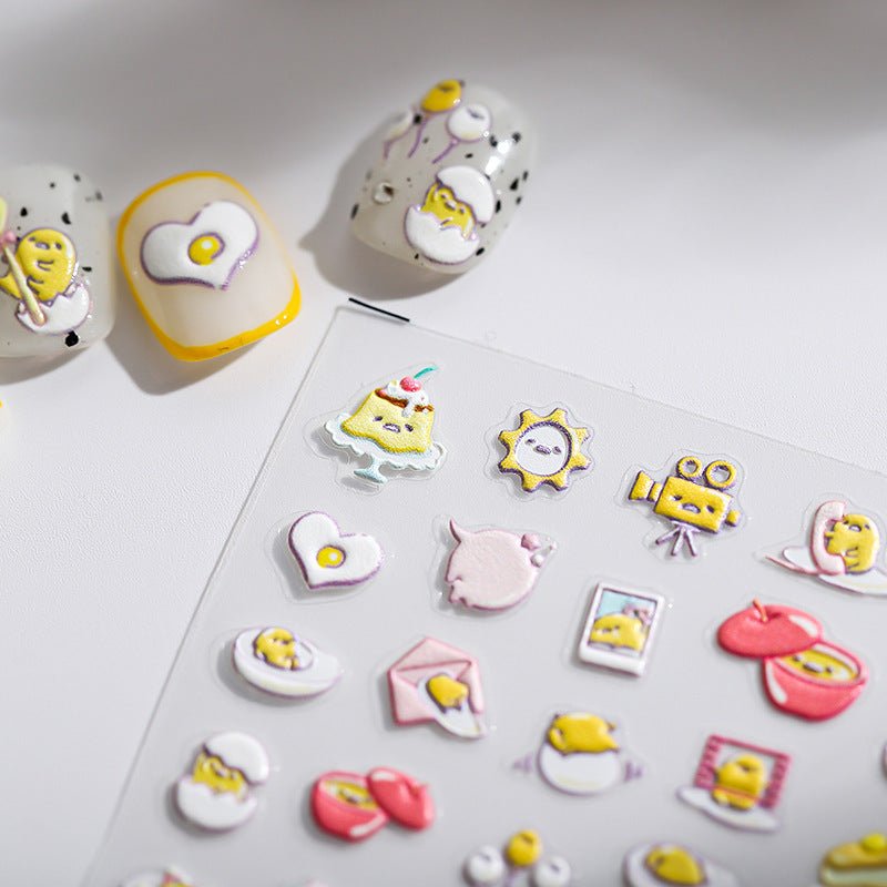 Gudetama Nail Art Stickers, Lazy Egg nail Decal (64) - TensorNailArt