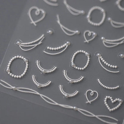 Elegant Nail Decals with Pearls