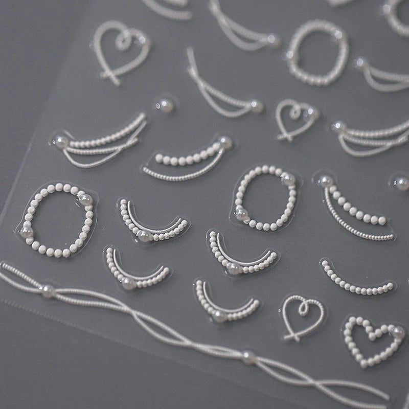 Elegant Nail Decals with Pearls