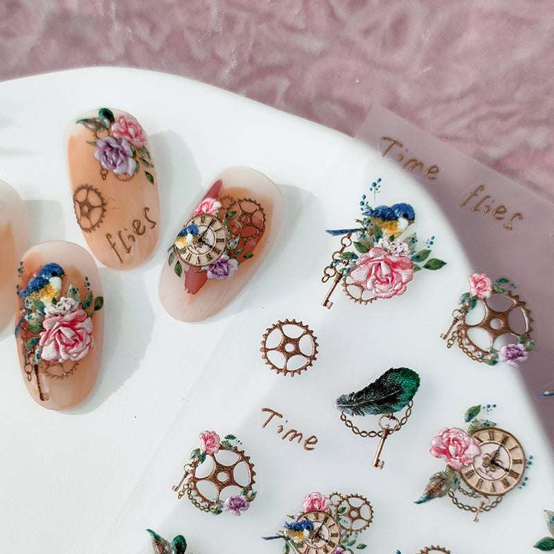 clock nail decal art