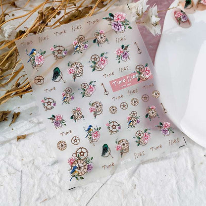 Flower nail art decals