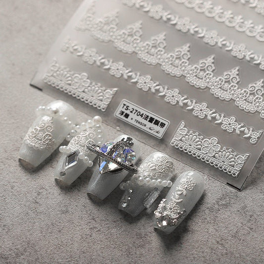 French Lace Ribbon Nail Art Stickers (350) - TensorNailArt