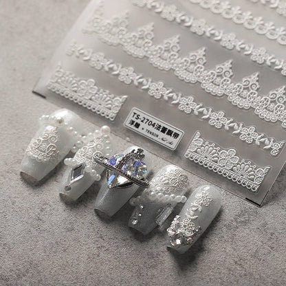 French Lace Ribbon Nail Art Stickers (350) - TensorNailArt