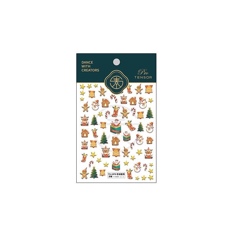 Gingerbread Man Nail Art Stickers, Snowman Nail Stickers (376) - TensorNailArt