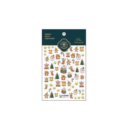 Gingerbread Man Nail Art Stickers, Snowman Nail Stickers (376) - TensorNailArt