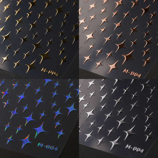 Gold & Silver Star Nails Art Stickers, Rose Gold Nail Stickers (234） - TensorNailArt