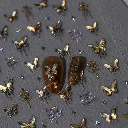 Gold Butterfly Nail Art stickers (416) - TensorNailArt