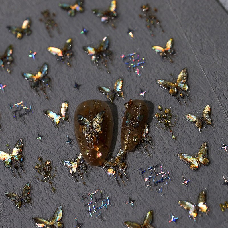Gold Butterfly Nail Art stickers (416) - TensorNailArt