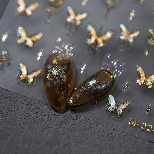 Gold Butterfly Nail Art stickers (416) - TensorNailArt