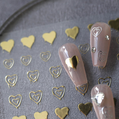Gold Heart Nail Art decals