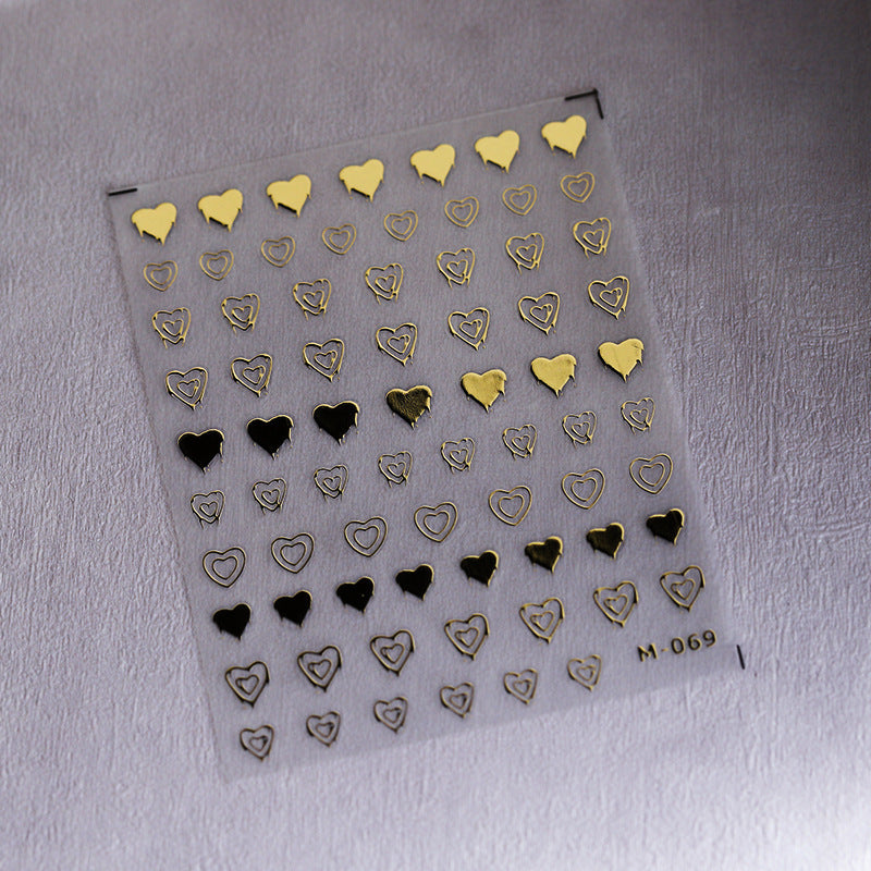 Gold & Silver Hollow Heart Nail Art Stickers (453)