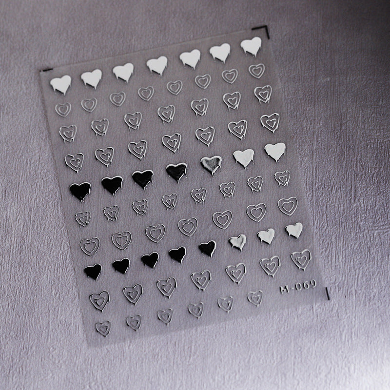 Gold & Silver Hollow Heart Nail Art Stickers (453)